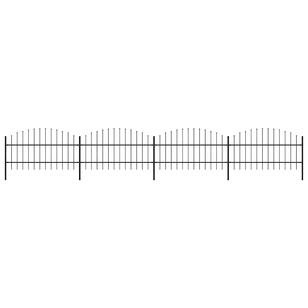Garden Fence with Spear Top Steel 714.5x100 cm Black