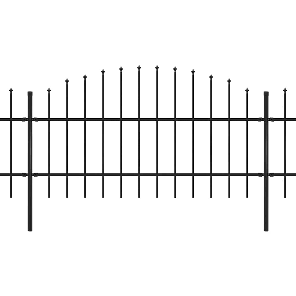 Garden Fence with Spear Top Steel 1070x100 cm Black