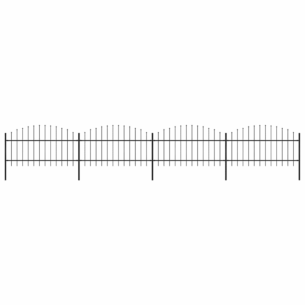 Garden Fence with Spear Top Steel 714.5x125 cm Black