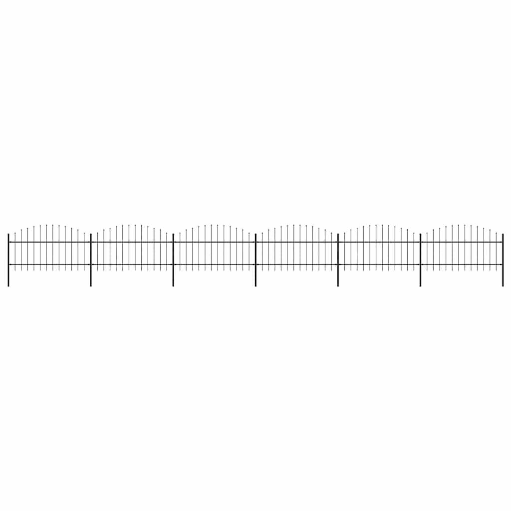 Garden Fence with Spear Top Steel 1070x125 cm Black