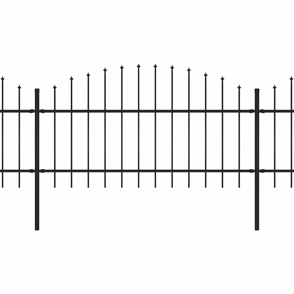 Garden Fence with Spear Top Steel (1-1.25)x13.6 m Black