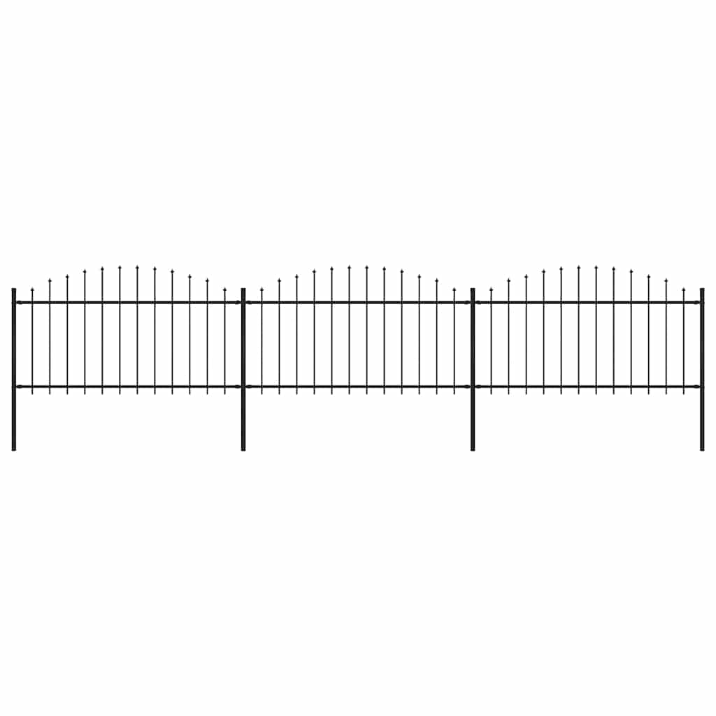 Garden Fence with Spear Top Steel 537x150 cm Black