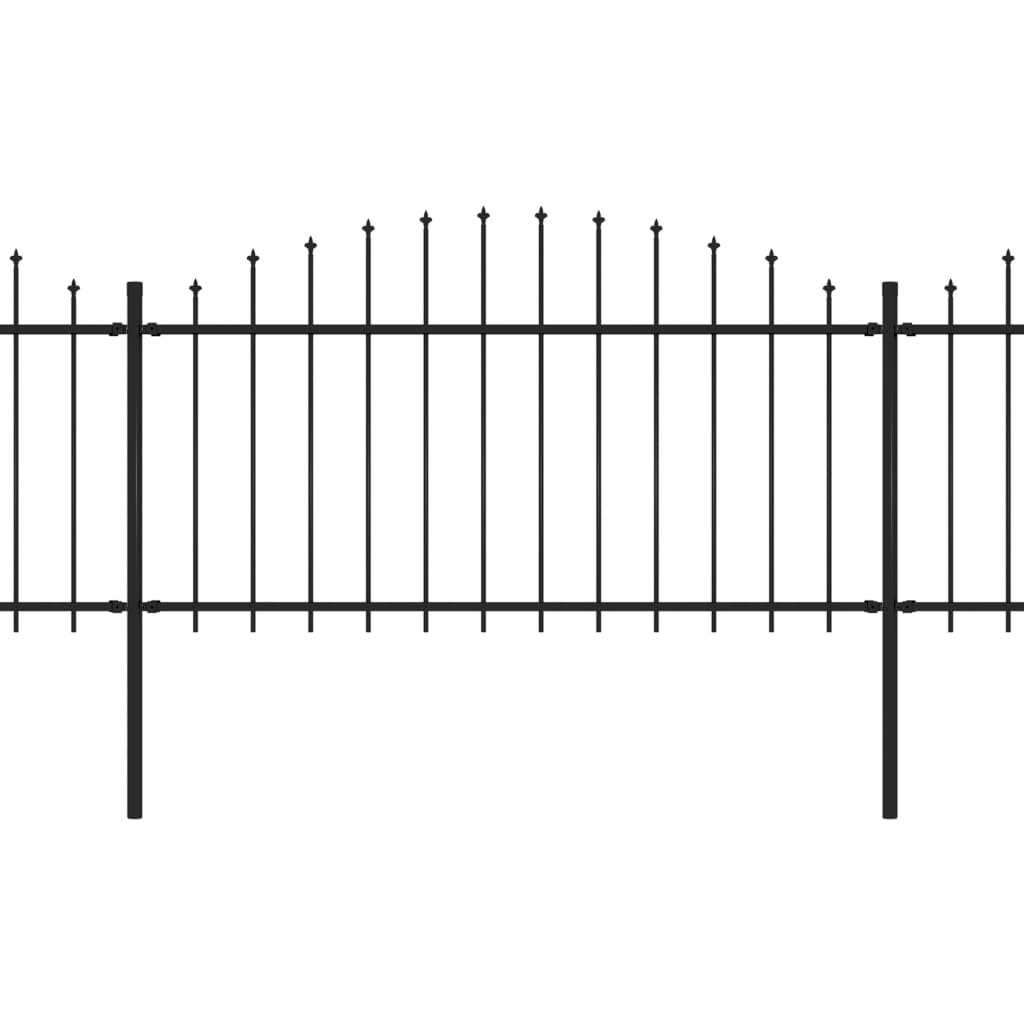 Garden Fence with Spear Top Steel 537x150 cm Black