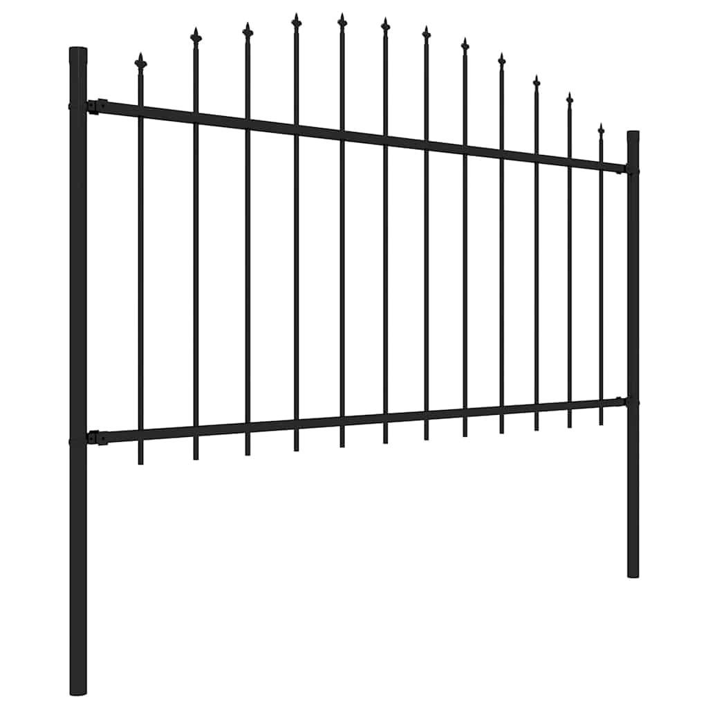 Garden Fence with Spear Top Steel 714.5x150 cm Black