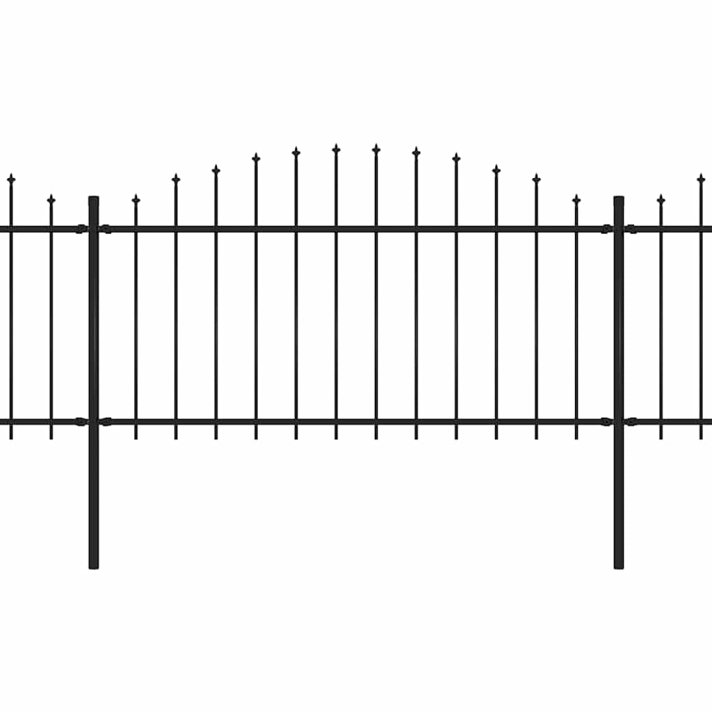 Garden Fence with Spear Top Steel 892.5x150 cm Black