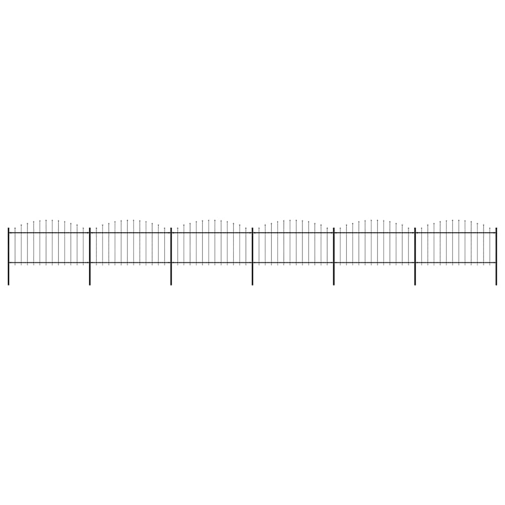 Garden Fence with Spear Top Steel 1070x150 cm Black