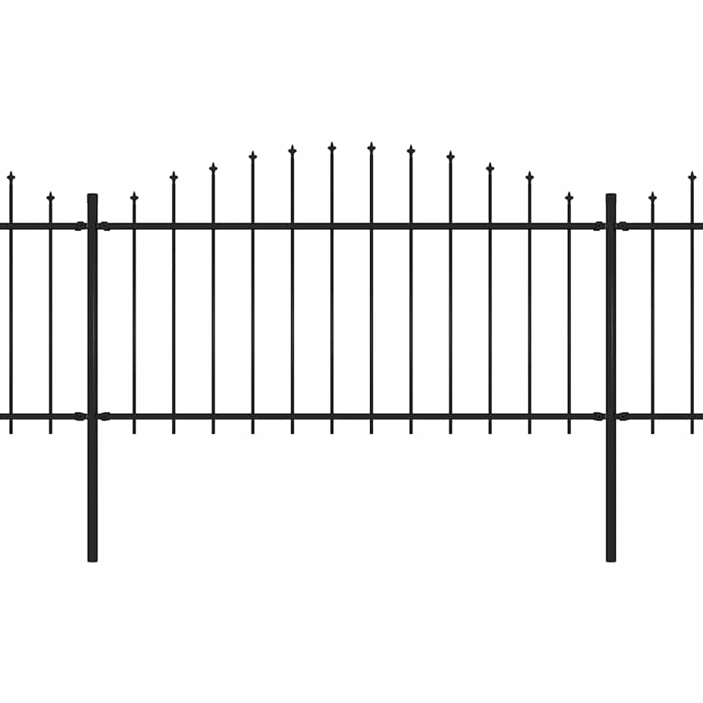 Garden Fence with Spear Top Steel 1070x150 cm Black