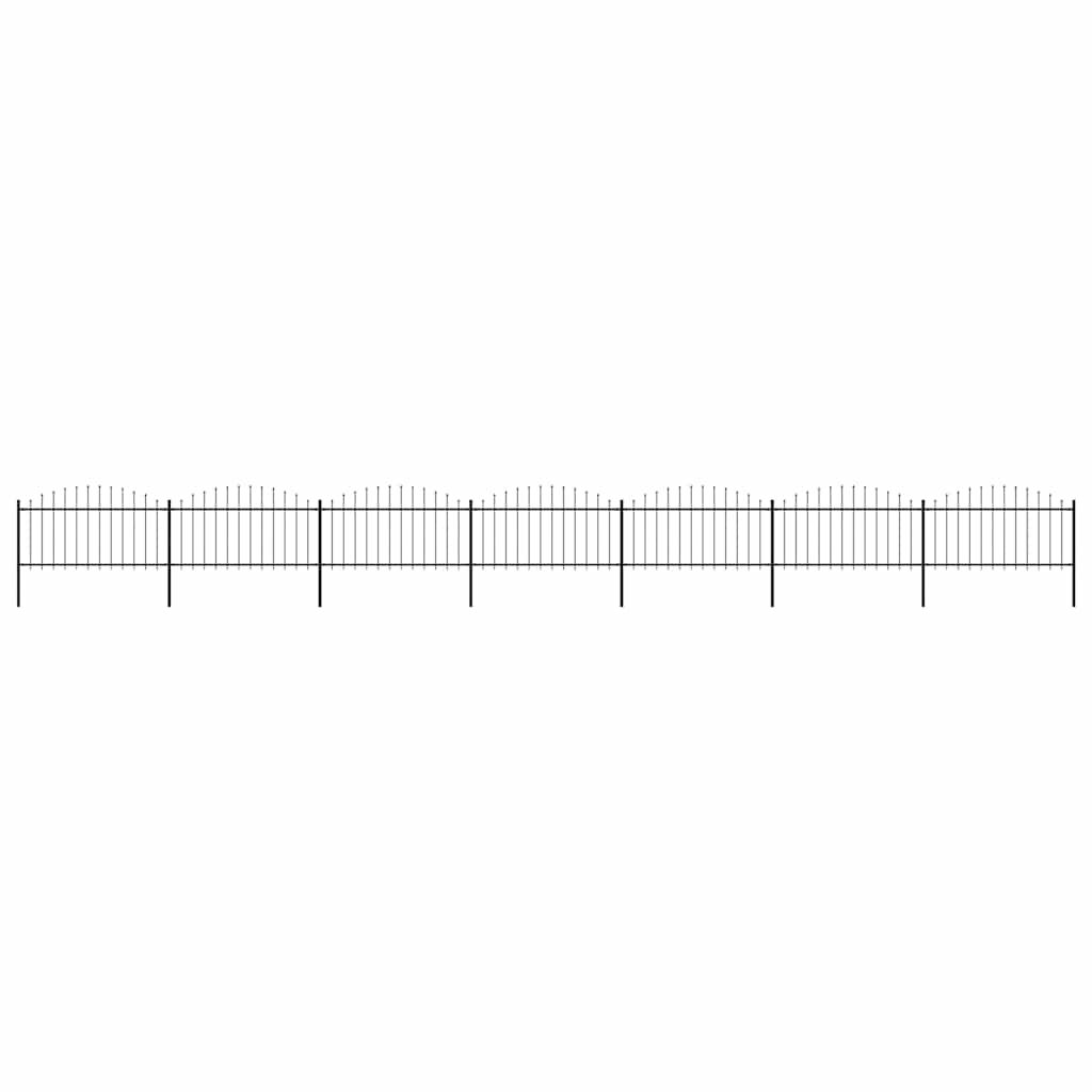 Garden Fence with Spear Top Steel 1248x150 cm Black