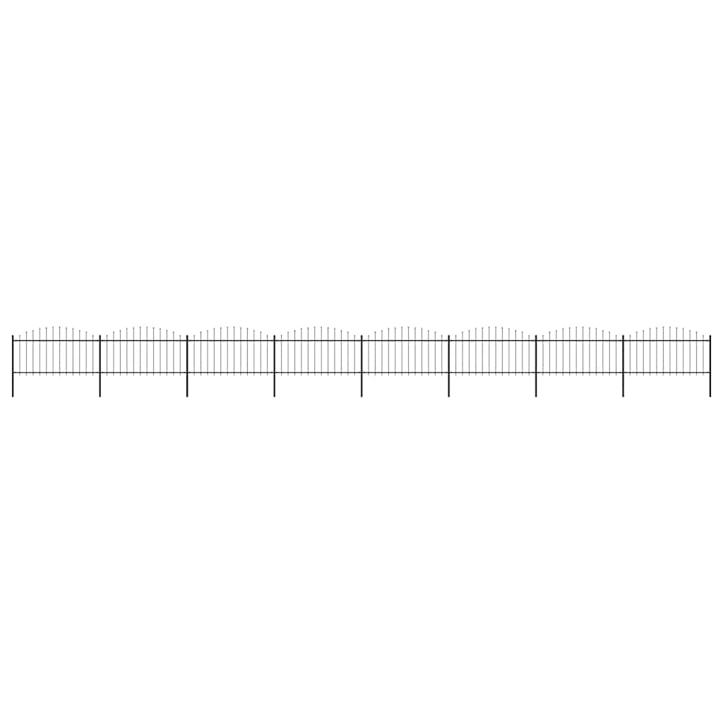 Garden Fence with Spear Top Steel 1426x150 cm Black