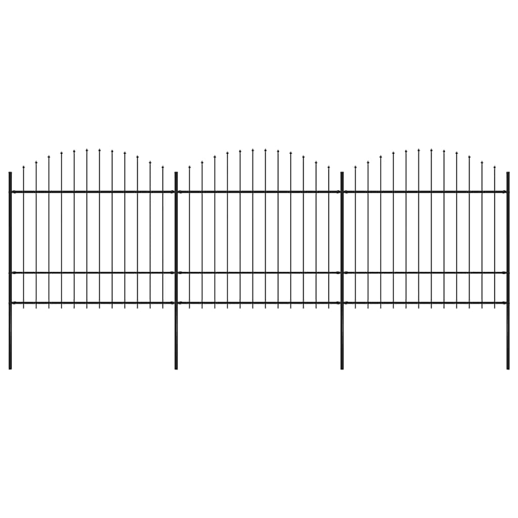 Garden Fence with Spear Top Steel 537x175 cm Black