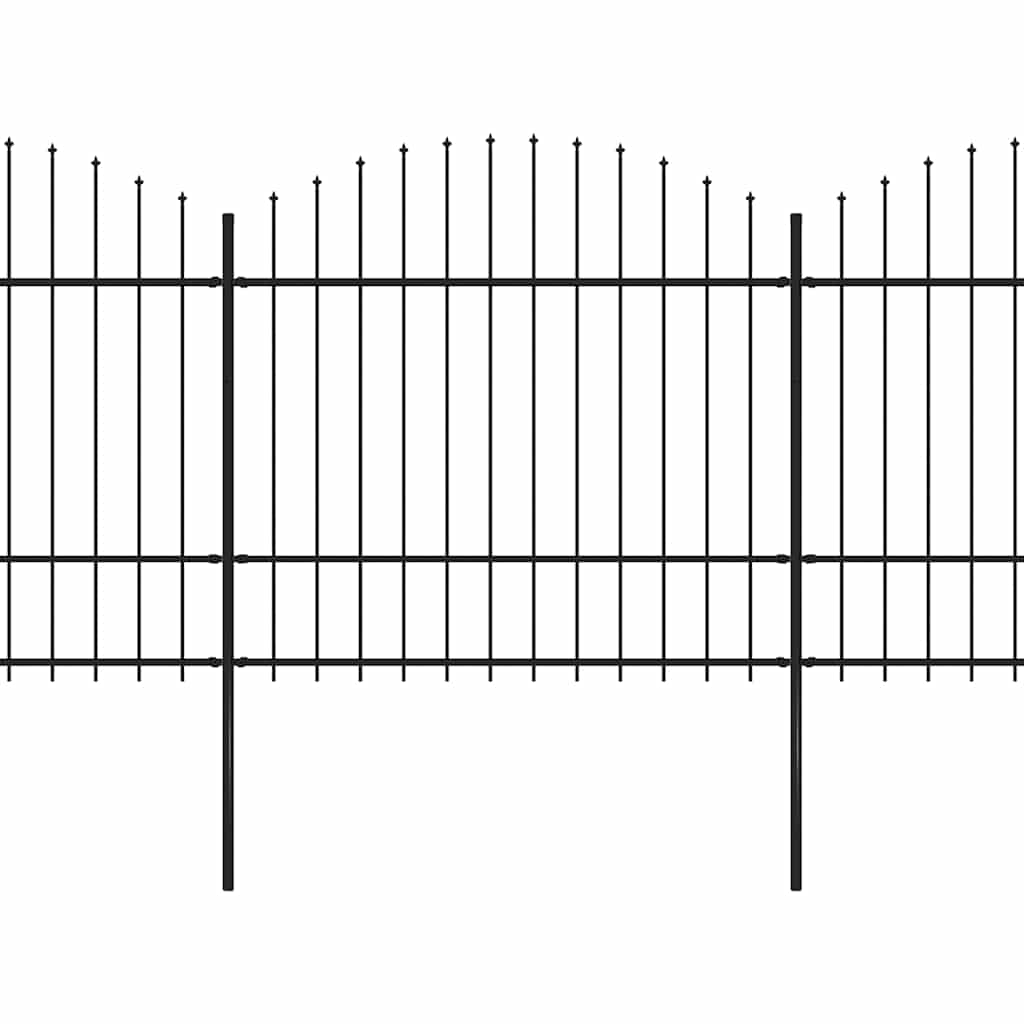 Garden Fence with Spear Top Steel 1248x175 cm Black