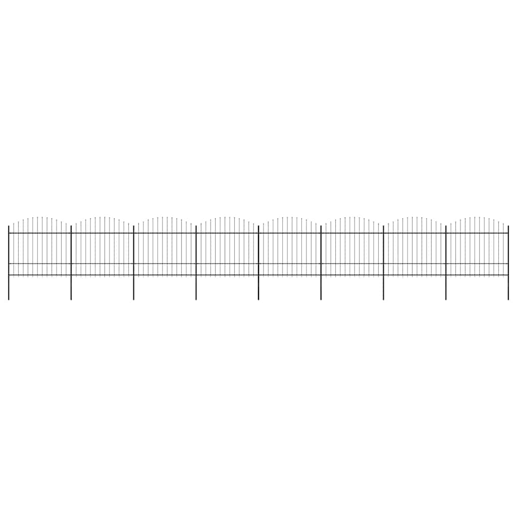 Garden Fence with Spear Top Steel 1426x175 cm Black