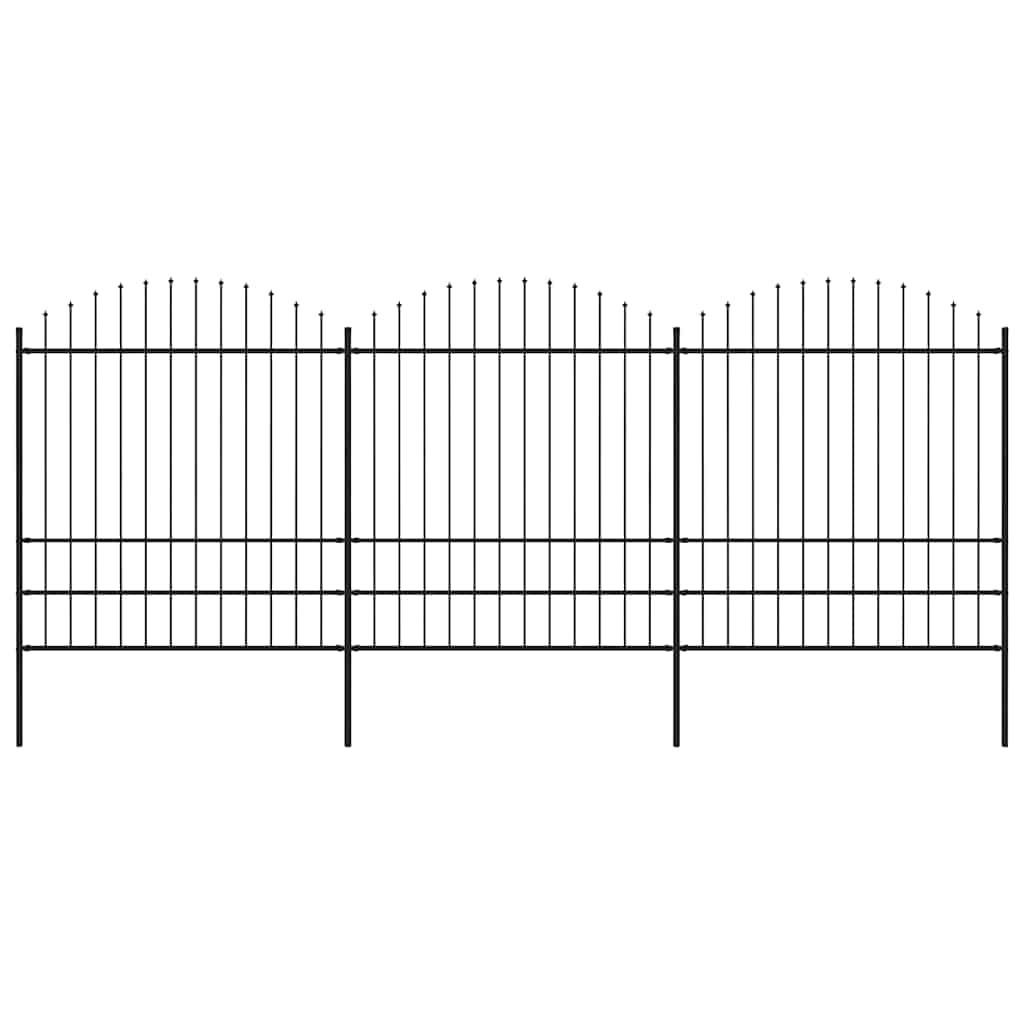 Garden Fence with Spear Top Steel 537x200 cm Black