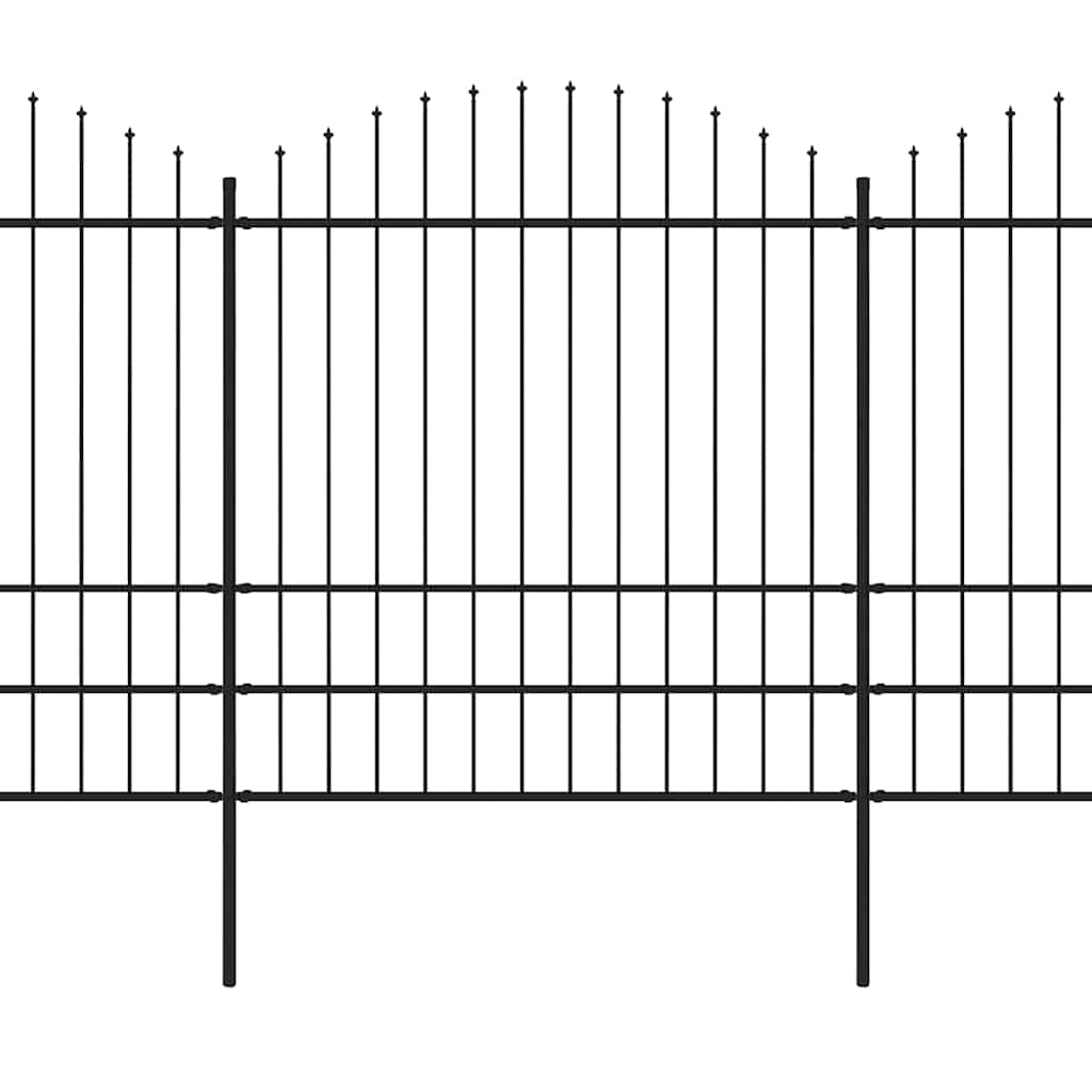 Garden Fence with Spear Top Steel 537x200 cm Black