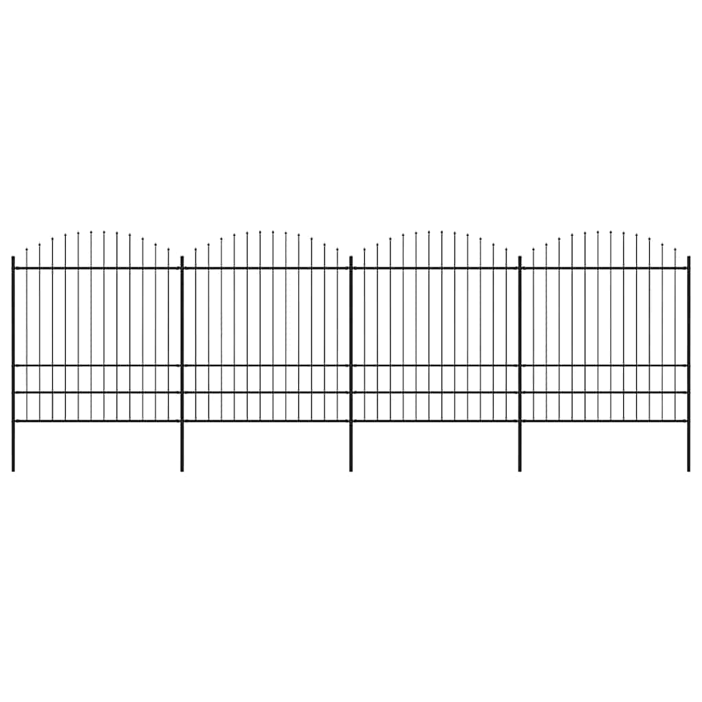 Garden Fence with Spear Top Steel 714.5x200 cm Black