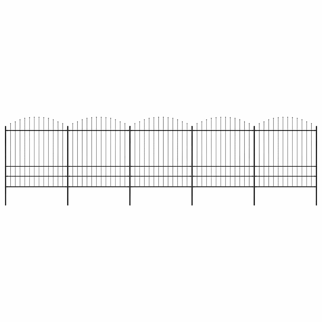 Garden Fence with Spear Top Steel 892.5x200 cm Black