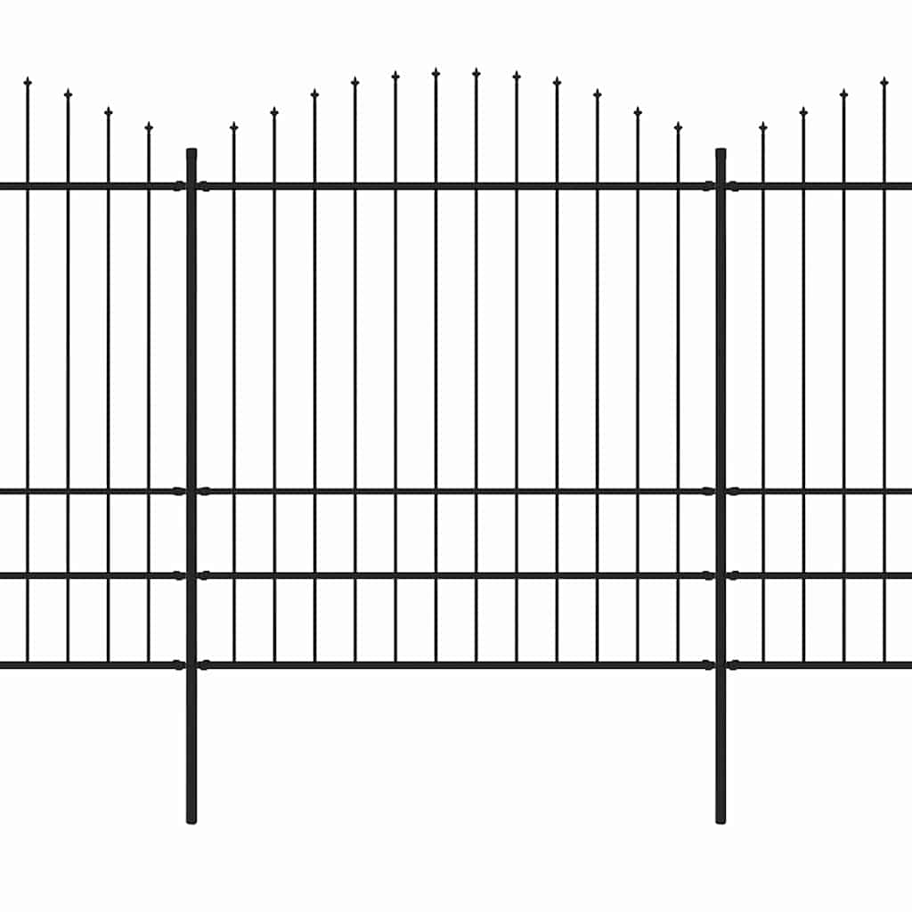 Garden Fence with Spear Top Steel 892.5x200 cm Black