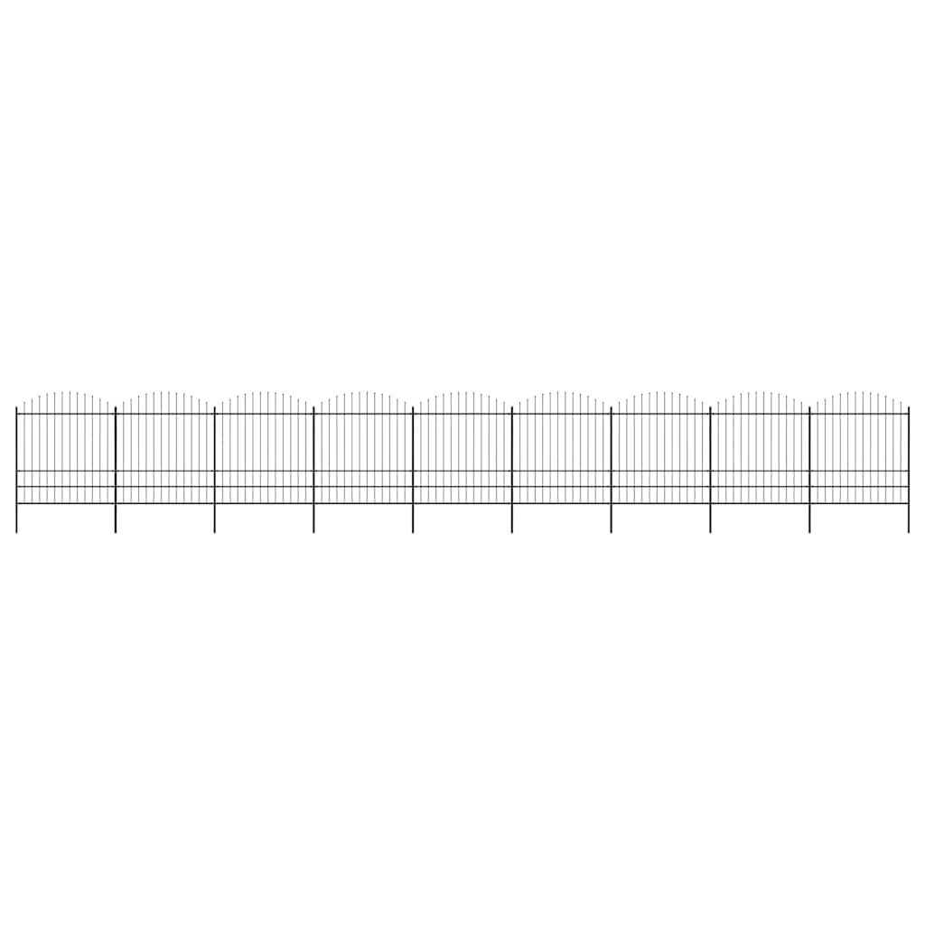 Garden Fence with Spear Top Steel 1603.5x200 cm Black