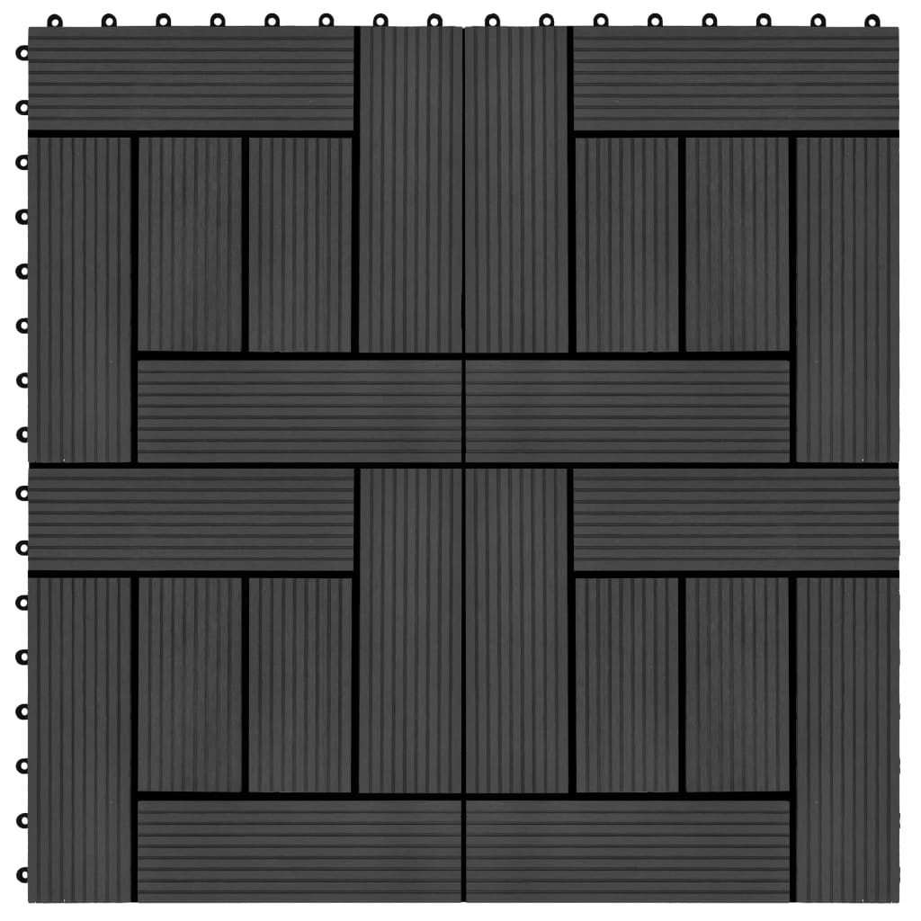 22 pcs Decking Tiles 30x30 cm 2 sqm WPC Black