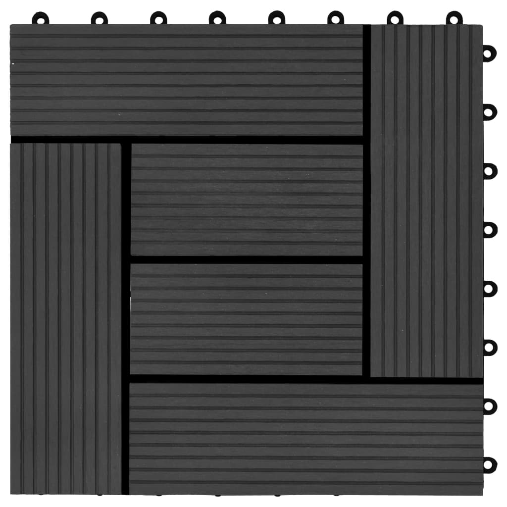 22 pcs Decking Tiles 30x30 cm 2 sqm WPC Black