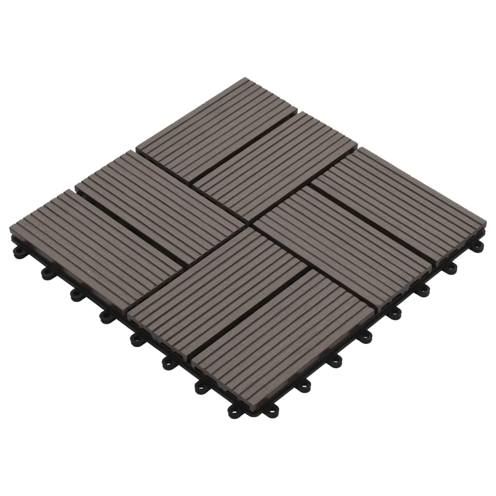 22 pcs Decking Tiles 30x30 cm 2 sqm WPC Dark Brown
