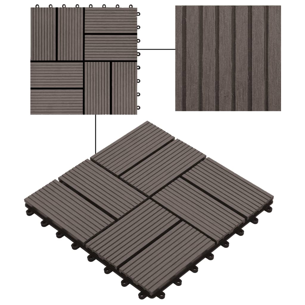 22 pcs Decking Tiles 30x30 cm 2 sqm WPC Dark Brown
