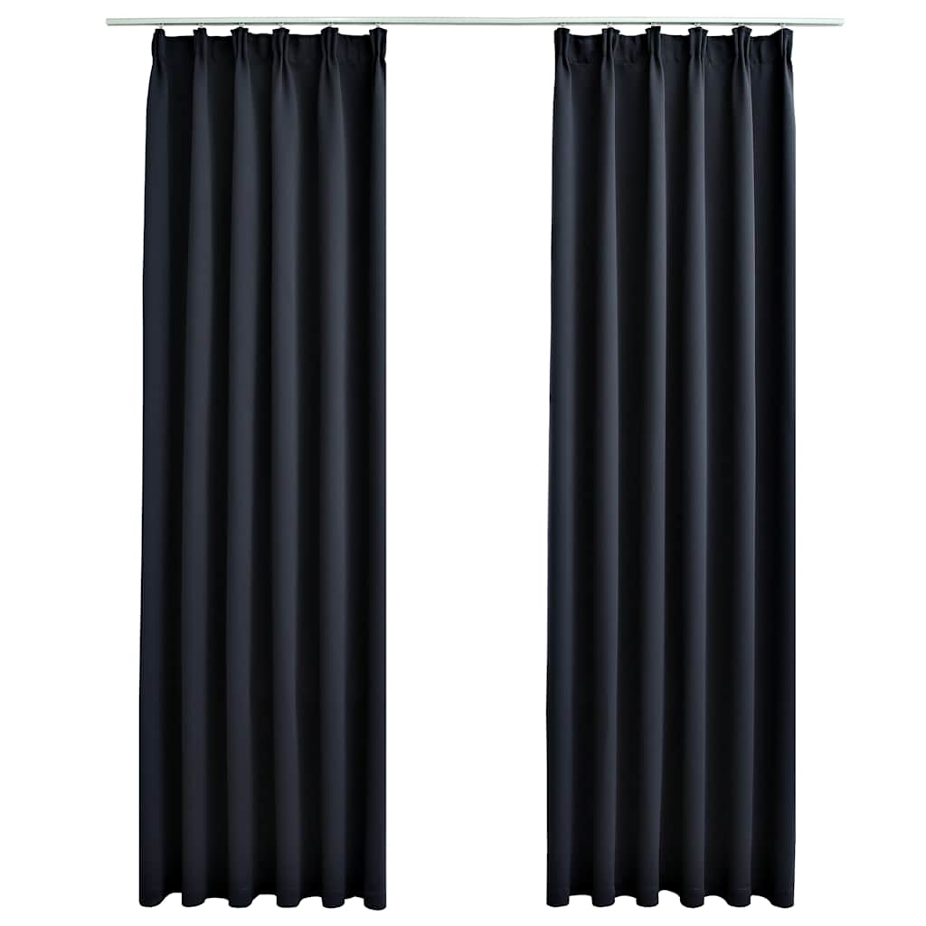 Blackout Curtains with Hooks 2 pcs Anthracite 140x175 cm
