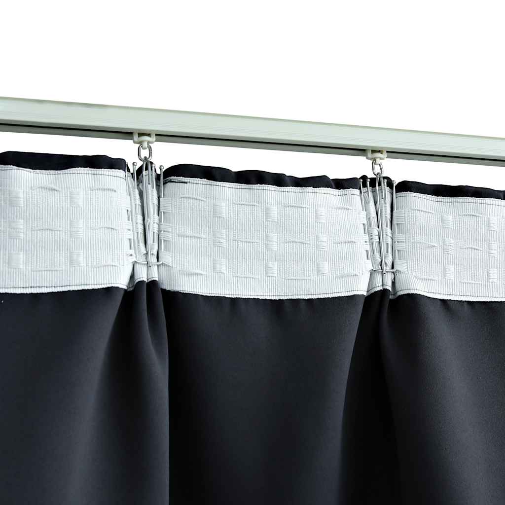 Blackout Curtains with Hooks 2 pcs Anthracite 140x175 cm