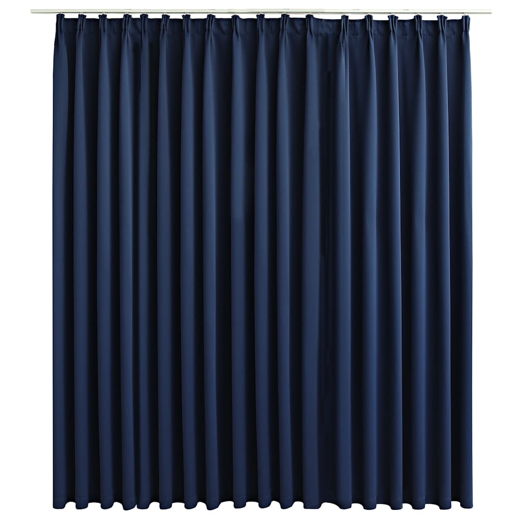 Blackout Curtain with Hooks Blue 290x245 cm