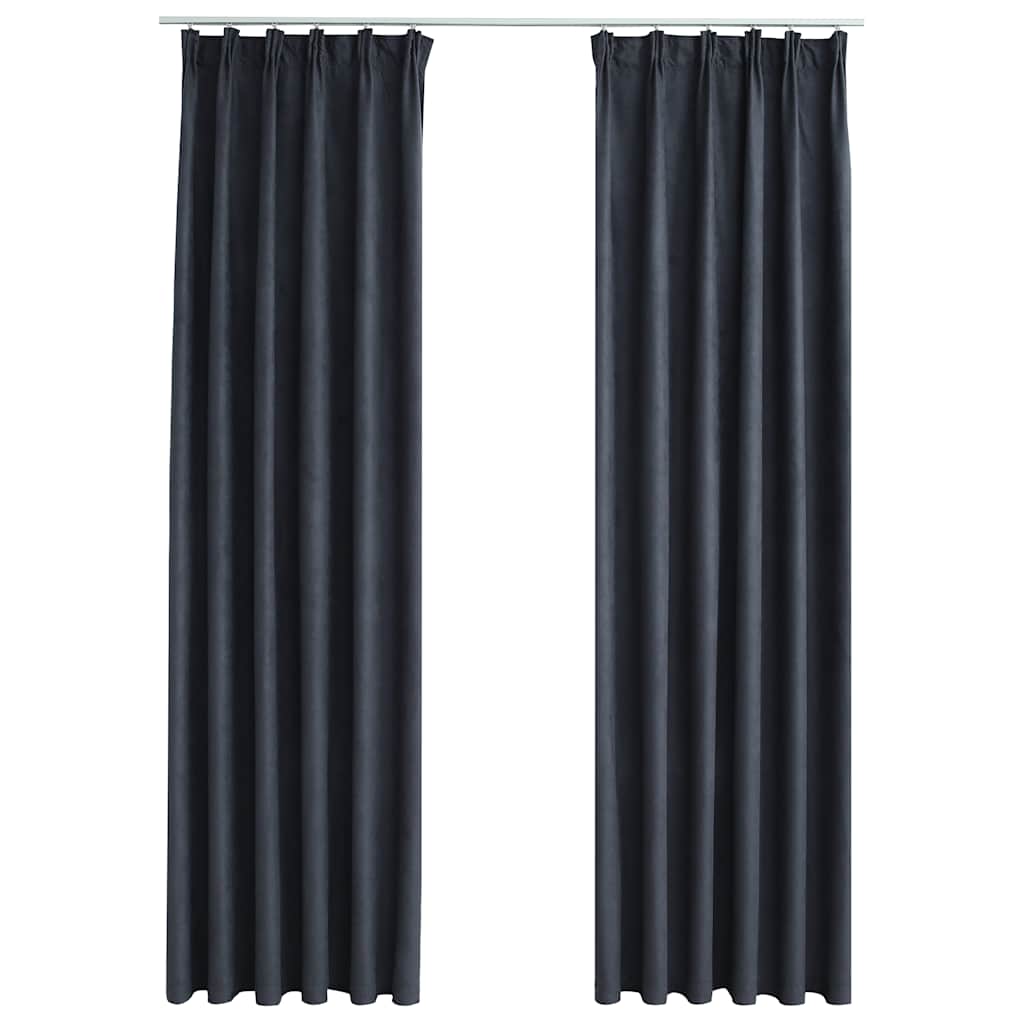 Blackout Curtains with Hooks 2 pcs Anthracite 140x225 cm