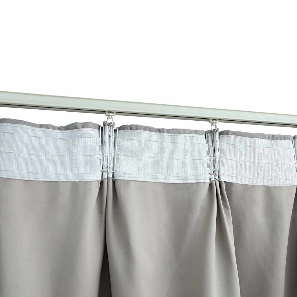 Blackout Curtains with Hooks 2 pcs Grey 140x175 cm