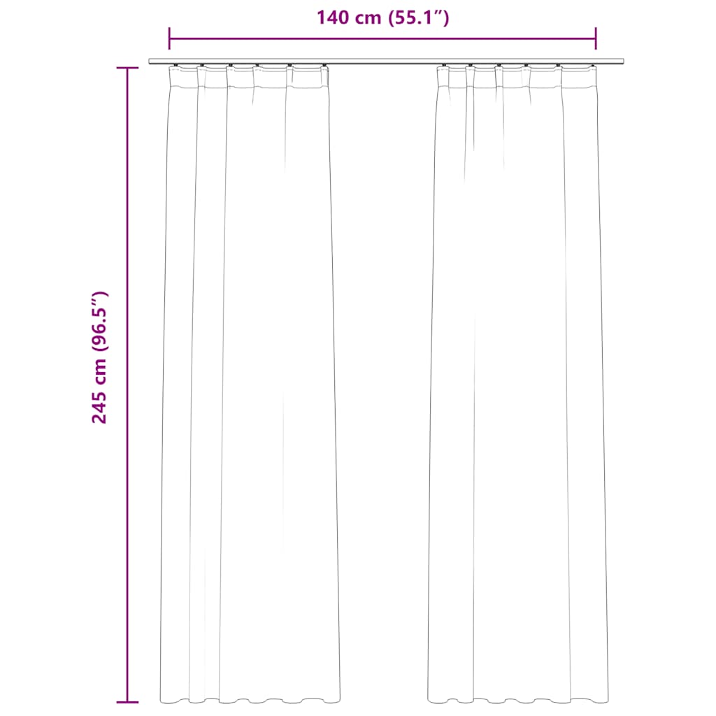 Blackout Curtains 2 pcs with Hooks Velvet Anthracite 140x245 cm