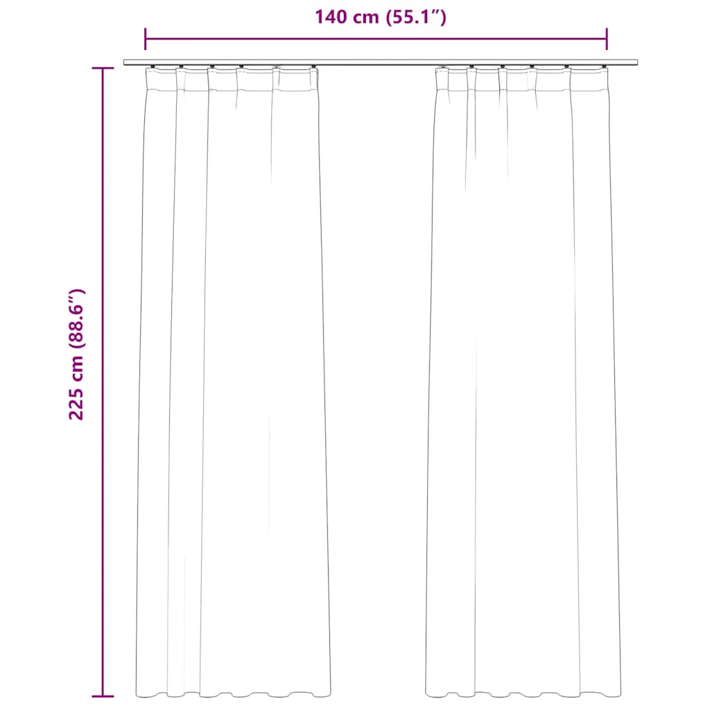 Blackout Curtains 2pcs with Hooks Velvet Antique Pink 140x225cm