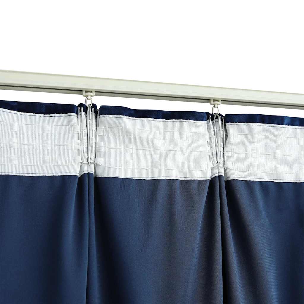 Blackout Curtains 2 pcs with Hooks Velvet Dark Blue 140x175 cm