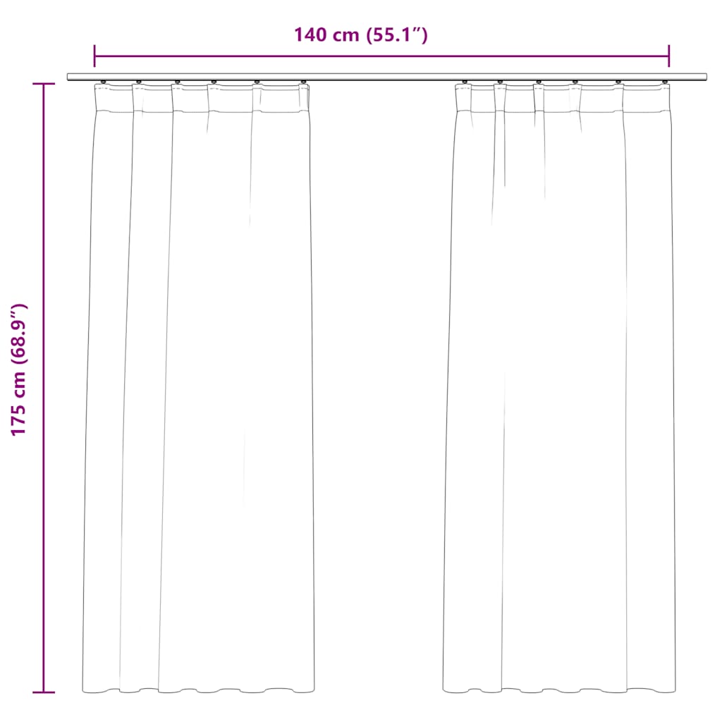 Blackout Curtains 2 pcs with Hooks Velvet Dark Blue 140x175 cm