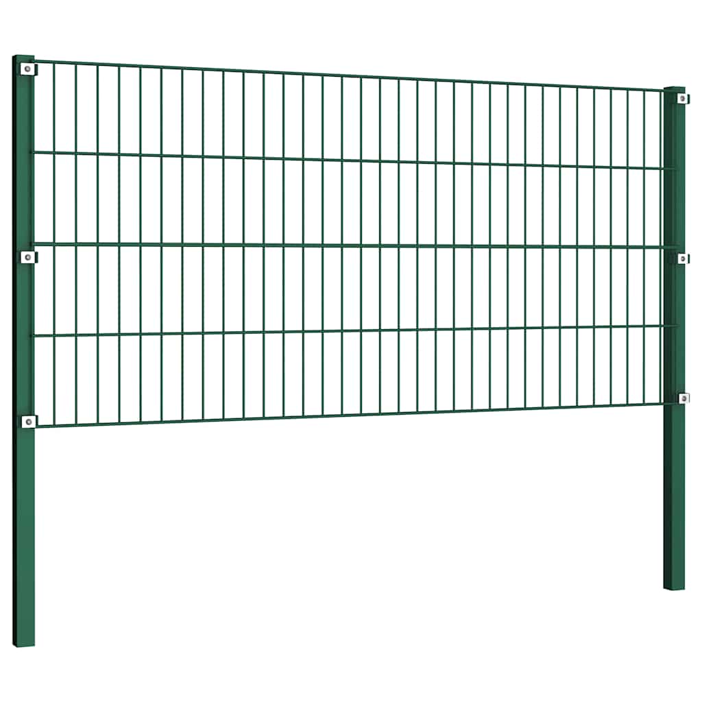 Fence Panel with Posts Iron 1557.5x80 cm Green