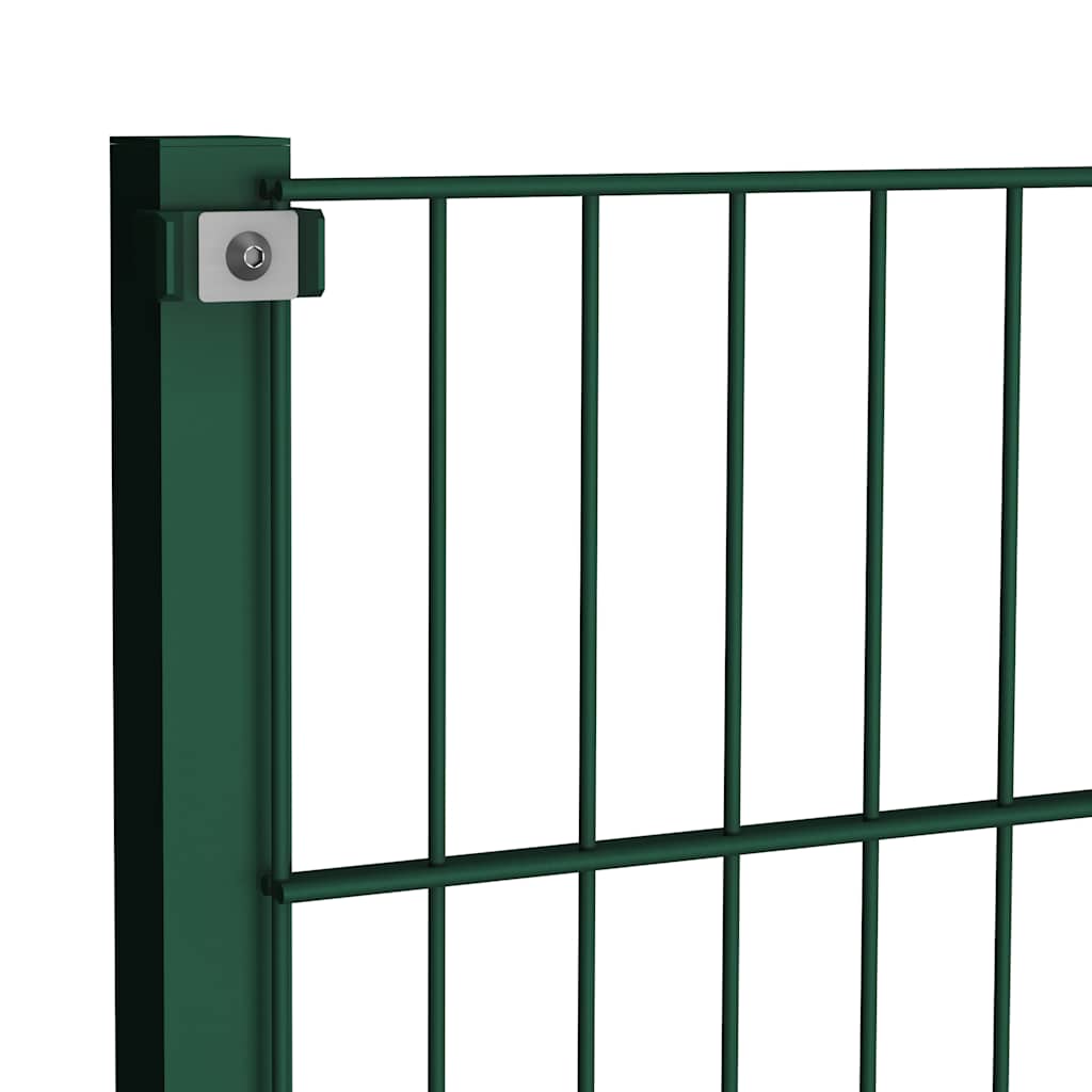 Fence Panel with Posts Iron 1557.5x80 cm Green
