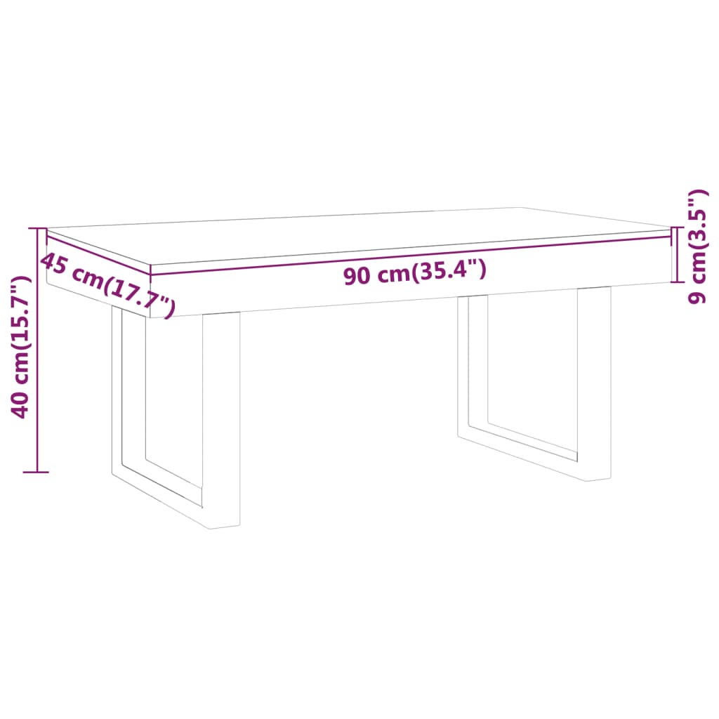 Coffee Table Light Brown and Black 90x45x40 cm MDF and Iron