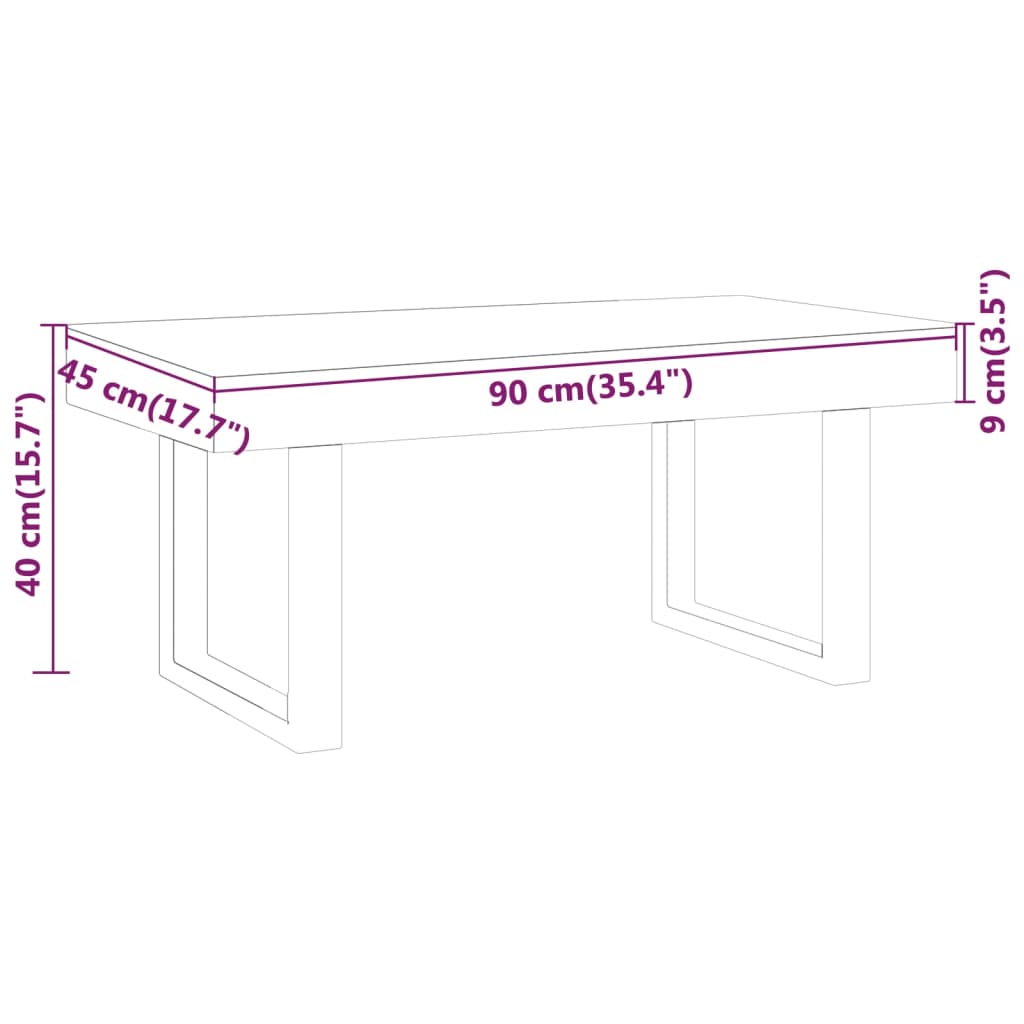 Coffee Table Grey and Black 90x45x40 cm MDF and Iron