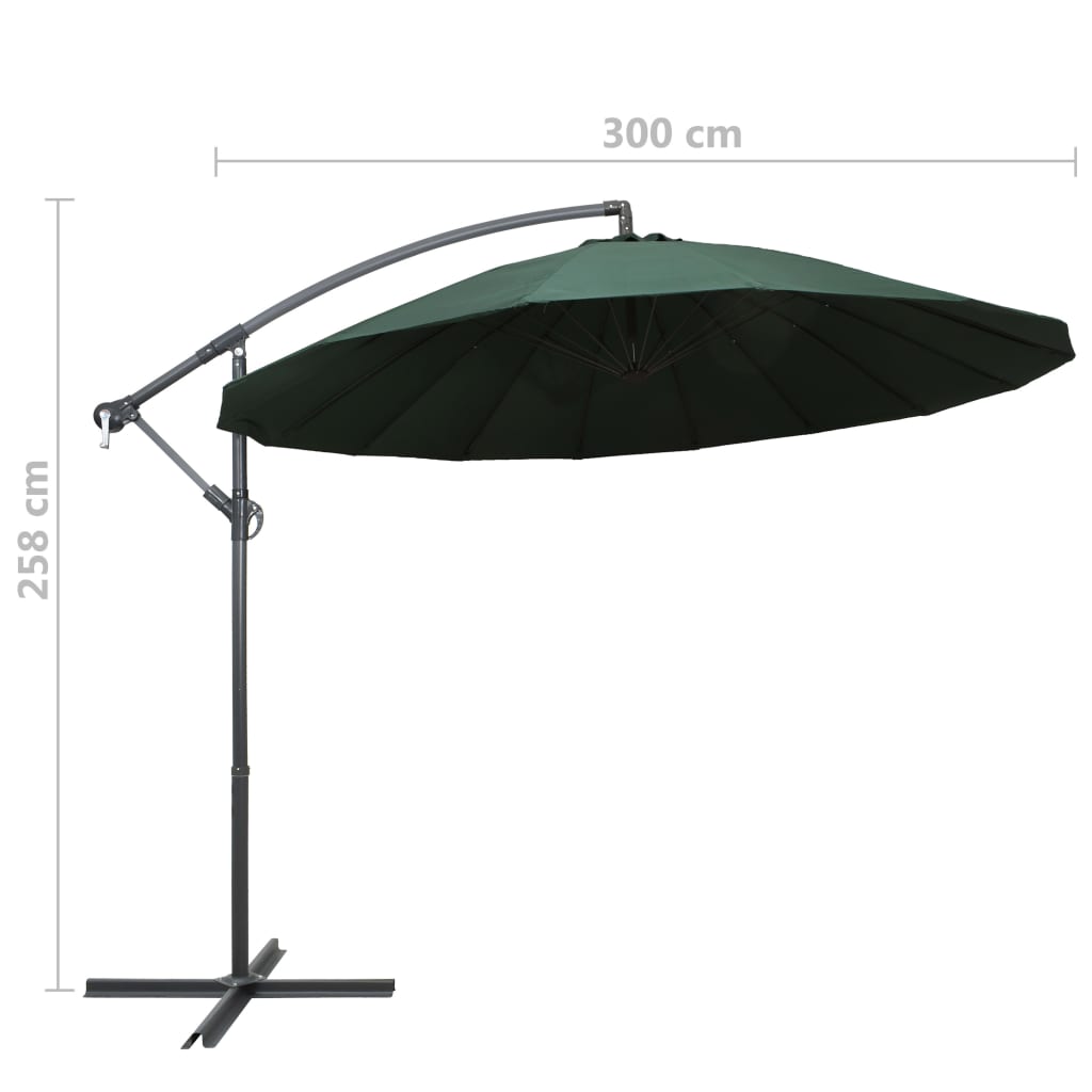 Hanging Garden Parasol Green 3 m Aluminium Pole