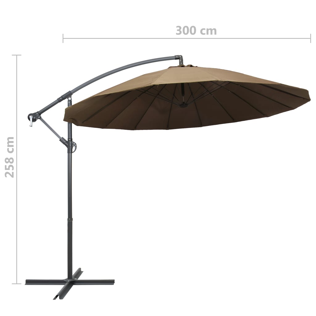 Hanging Garden Parasol Taupe 3 m Aluminium Pole