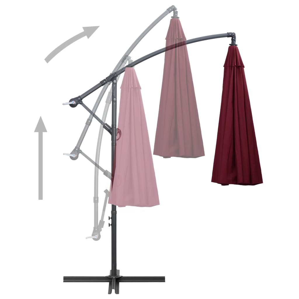 Hanging Garden Parasol Burgundy 3 m Aluminium Pole