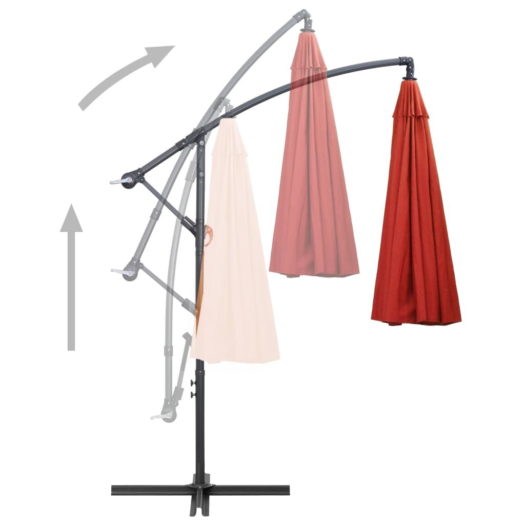 Hanging Garden Parasol Terracotta 3 m Aluminium Pole
