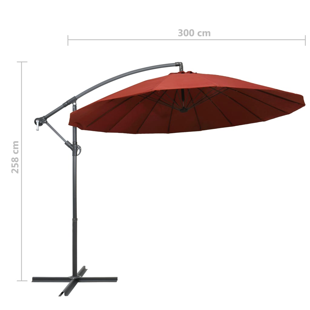 Hanging Garden Parasol Terracotta 3 m Aluminium Pole