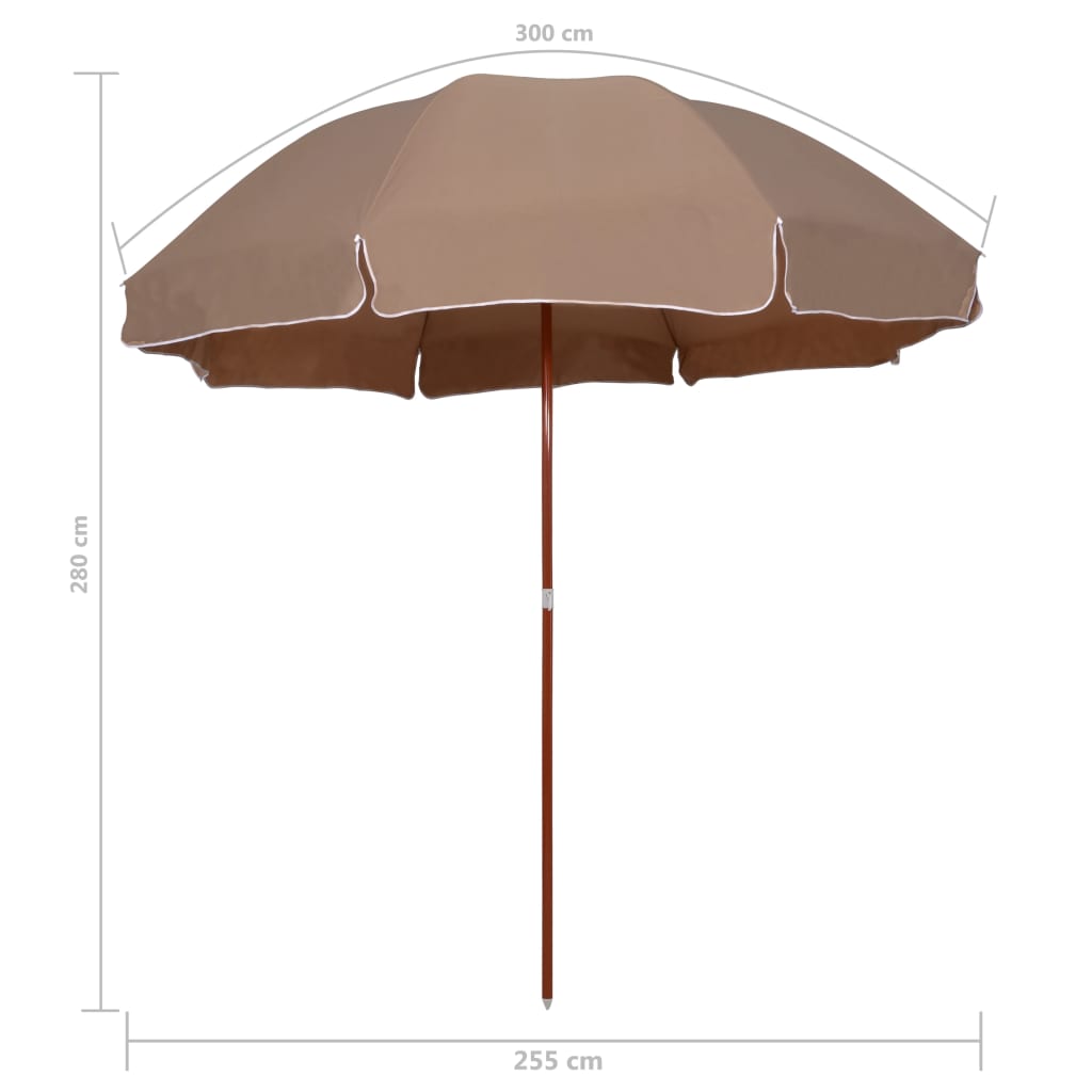 Garden Parasol with Steel Pole 300 cm Taupe