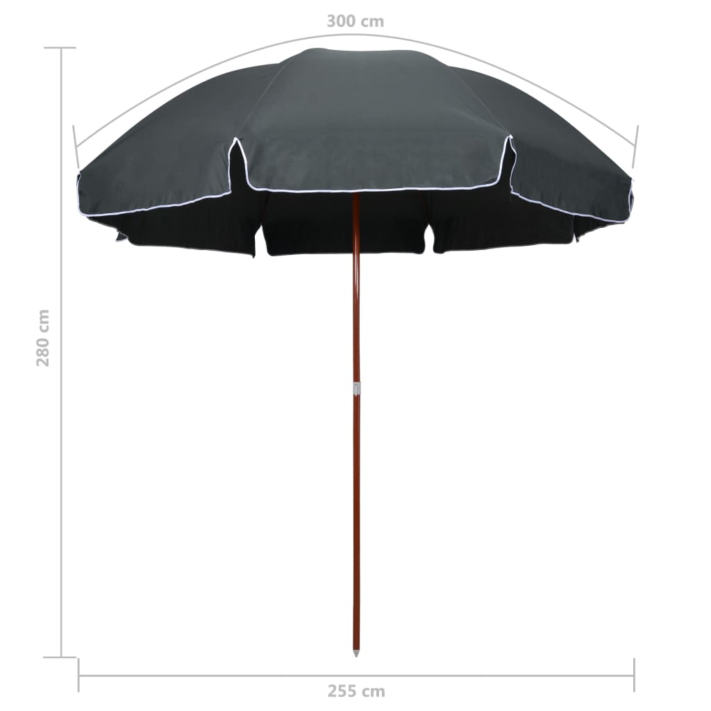 Garden Parasol with Steel Pole 300 cm Anthracite