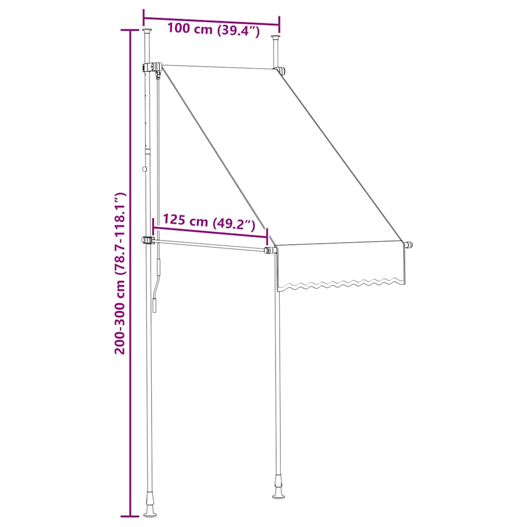 Manual Retractable Awning 100 cm Orange and White Stripes
