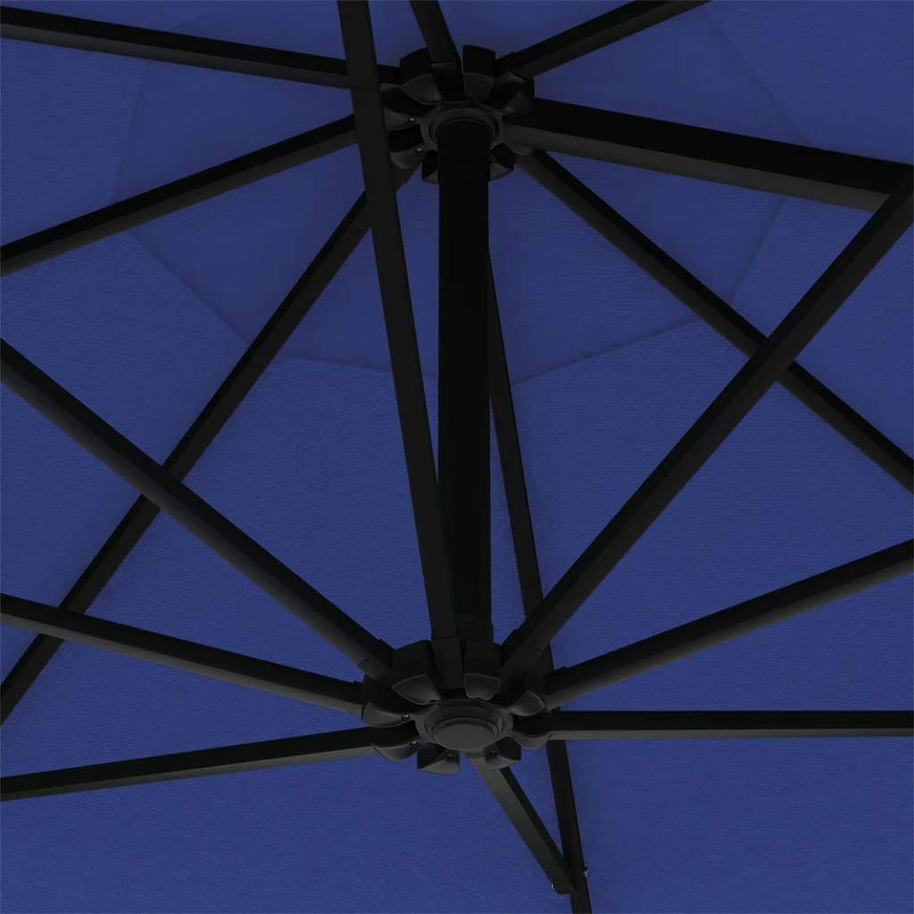 Wall-Mounted Garden Parasol with Metal Pole 300 cm Blue