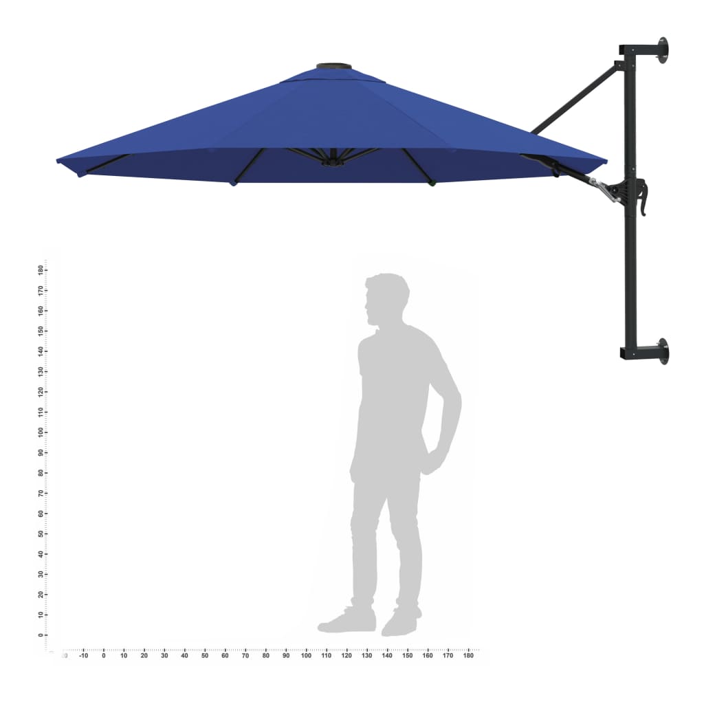 Wall-Mounted Garden Parasol with Metal Pole 300 cm Blue