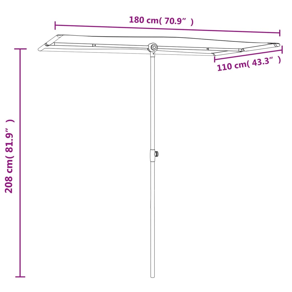 Garden Parasol with Aluminium Pole 180x110 cm Green